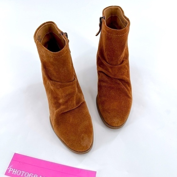 Franco Sarto ‘Winston’ Cognac Suede Wedge Ankle Bootie Size 7.5 M - Picture 5 of 15